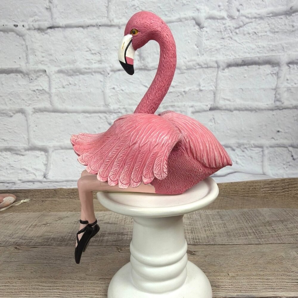 Sitting Exec Office Ballet Dancer Pink Flamingo Ballerina Shelf Sitter Laptop - Picture 5 of 14